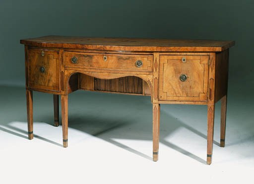 A GEORGE III MAHOGANY AND MARQUETRY SIDEBOARD