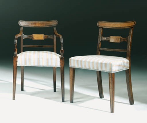A SET OF TWELVE REGENCY MAHOGANY DINING-CHAIRS
