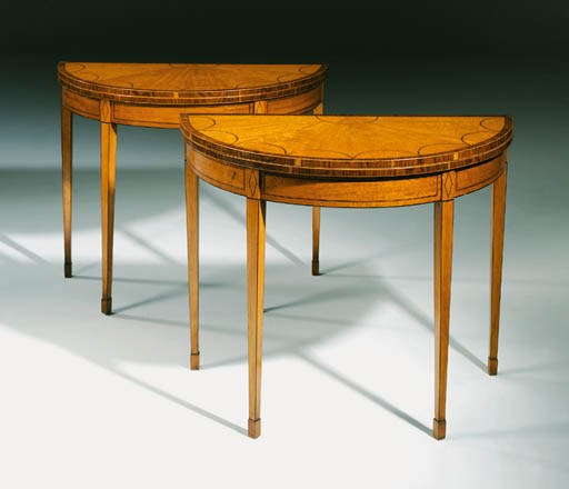 A PAIR OF SATINWOOD CARD-TABLES