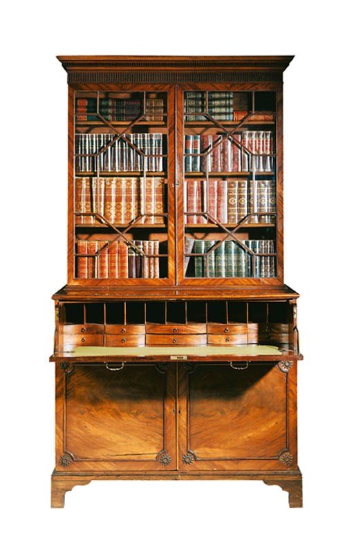 A GEORGE III MAHOGANY SECRETAIRE-BOOKCASE