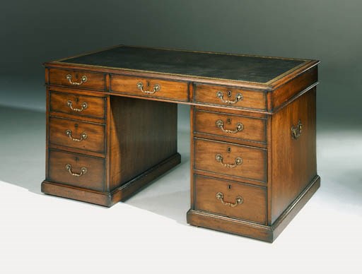 A GEORGE III MAHOGANY PEDESTAL DESK