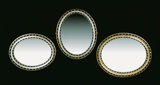 THREE IRISH GILTWOOD AND EBONISED MIRRORS