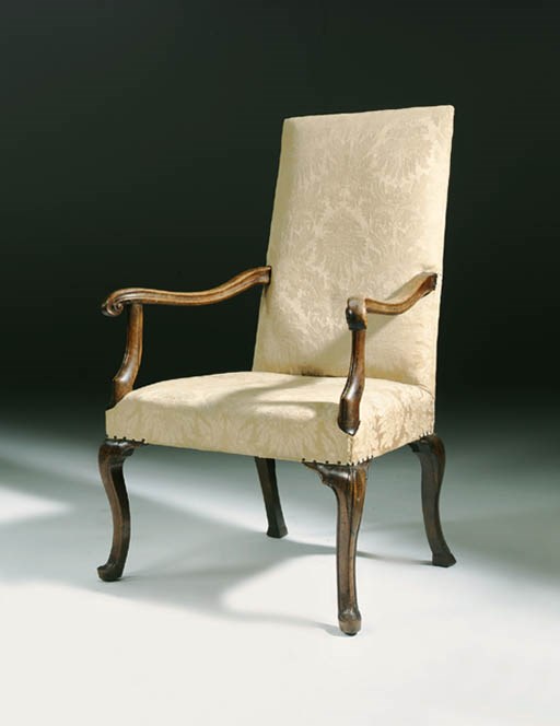 AN ANGLO-DUTCH WALNUT ARMCHAIR