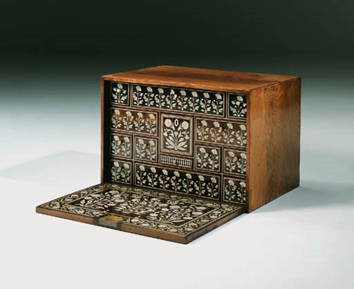 A GOANESE IVORY-INLAID ROSEWOOD CABINET
