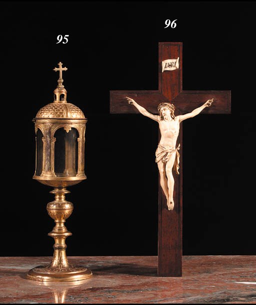 A carved ivory crucifix