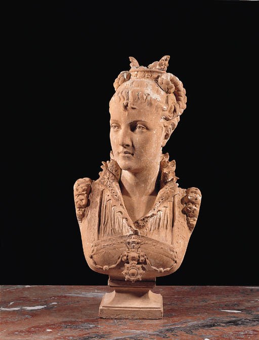 A terracotta portret bust of a lady