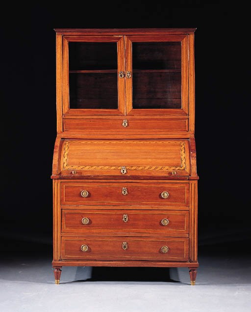 A German mahogany cylinder bureau