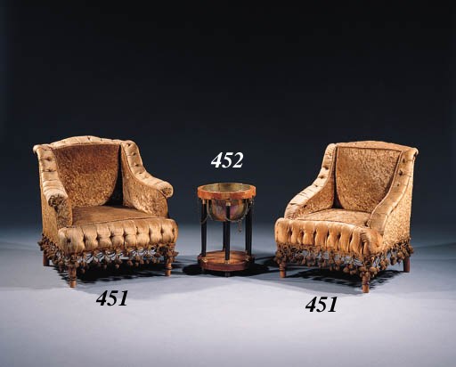 A pair of Dutch easy armchairs