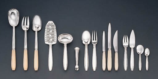 'Hossegor', a silver and ivory cutlery set