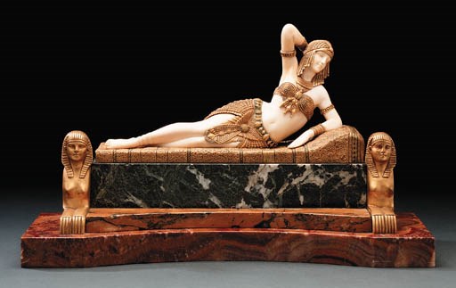 'CLEOPATRA', A BRONZE AND IVORY FIGURE