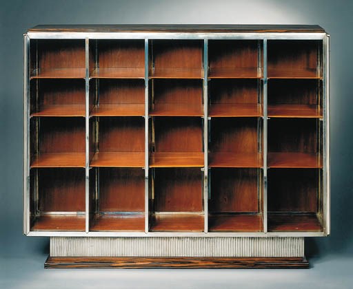 A UNIQUE MACASSAR EBONY AND SILVERED BRONZE BOOKCASE