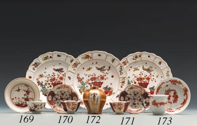 A Meissen Imari lobed quatrefoil teabowl and saucer