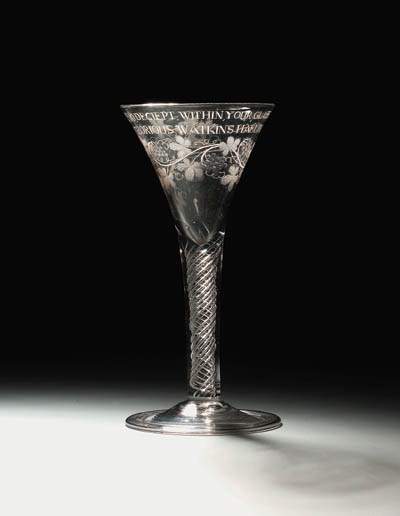 The 'Watkin' glass from Oxburgh Hall: an engraved airtwist goblet of Jacobite significance