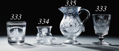 A Jacobite crested finger-bowl and stand