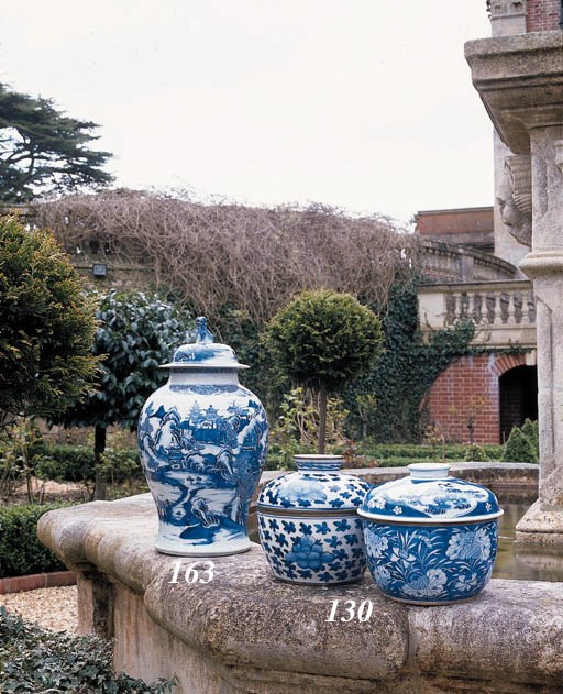 A Chinese porcelain blue and white  baluster vase and cover