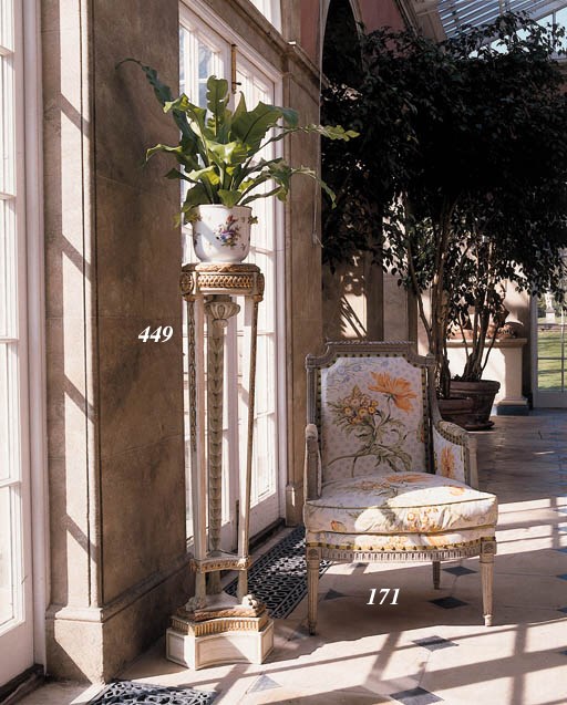 A LOUIS XVI GREY-PAINTED BERGERE