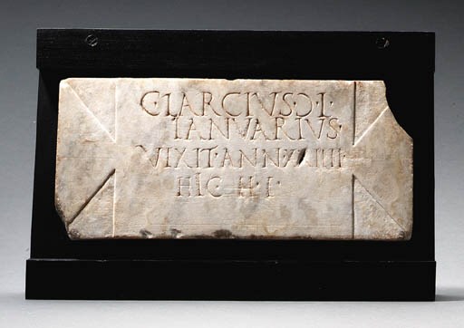 A ROMAN MARBLE MEMORIAL TABLET