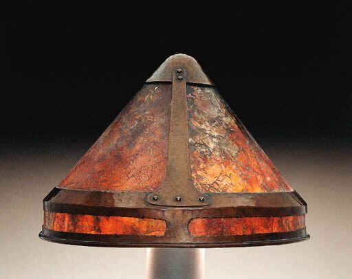 A COPPER AND MICA LAMP SHADE
