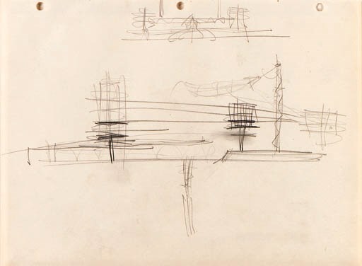 'SKYSCRAPER SUSPENSION BRIDGE', A PENCIL ON PAPER