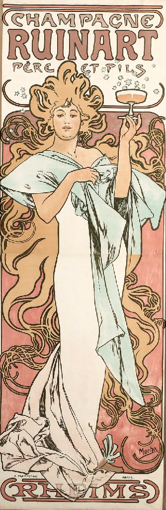 'CHAMPAGNE RUINART', A LITHOGRAPH IN COLORS