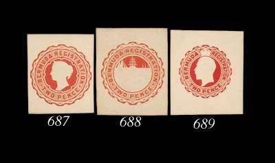 Proof  1912 2d. embossed stamp-size proof in deep red on thin laid card. Photo