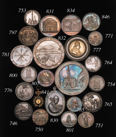 Clement VIII, by G Rancetti dated 1602, bust left wearing cope, signed GIOR RAN on truncation, dated A XI, rev. VNVS DEVS VNVS FIDES, Religion standing holding chalice and cross, rays from cloud above, dated MDCII below, 39.5mm. (Arm.I, 307, 17; Bargello II, 706 rev., dated AN XIII; L.874; TN.XXIII, 10 rev.), a good quality old striking, good very fine