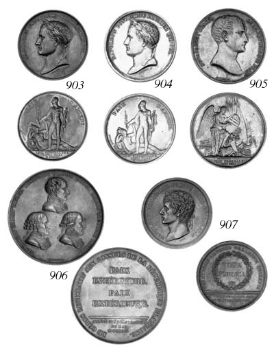 Peace of Amiens, 1802, by R Dumarest, laureate facing bust left, signed below, rev. Mars, helmeted and holding Victory and branch, standing over tyche of the town of Amiens, date in exergue, 50mm. (Br.195; Ess.956; J.1052; TN.89/6), extremely fine