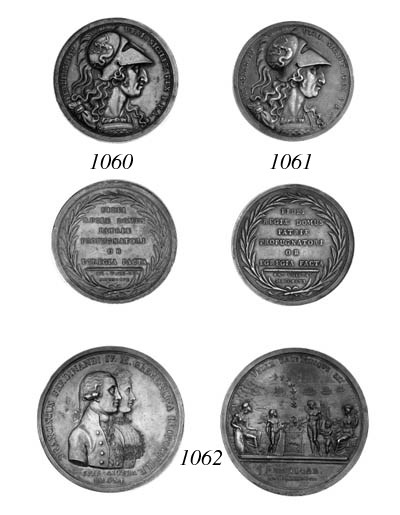 Ferdinand IV, Expedition of the Neapolitan troops against the French Army in Lombardy 1796, by Nicola Morghen, bust of Pallas right, wearing Corinthian helmet decorated with Scylla, rev. legend in eight lines within wreath, 60mm., 107.89g. (Ricc.49), a few light marks, good very fine, very rare