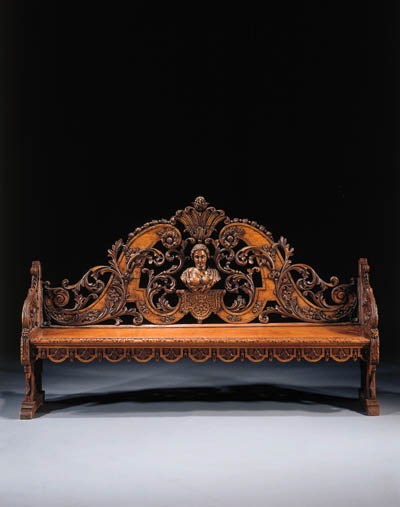 A Dutch lime and pine hall bench