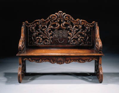 A Dutch oak hall bench