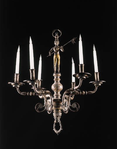 A German silvered six-light chandelier