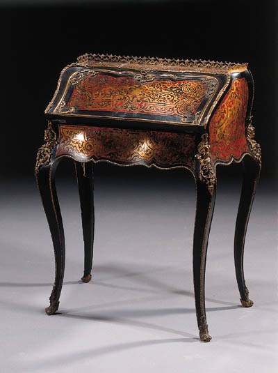 A Napoleon III ormolu-mounted brass-inlaid Boulle marquetry bureau de dame
