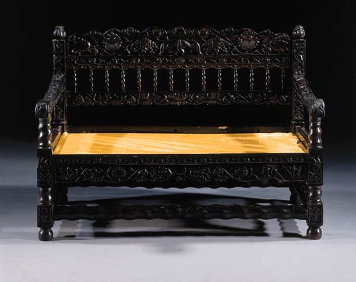 A Dutch colonial ebony canape