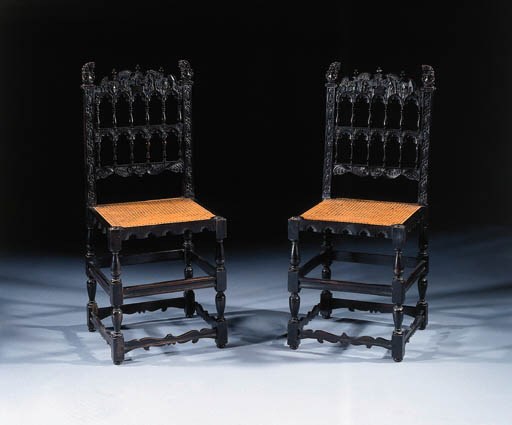 A pair of Dutch ebony chairs