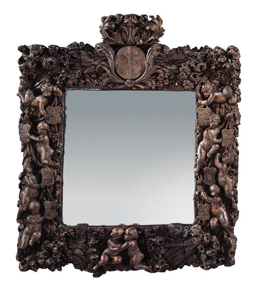 A Dutch carved stained mirror