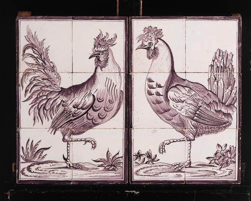 a pair of dutch delft tilepanels