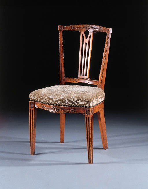 A set of six Dutch elm dining-chairs
