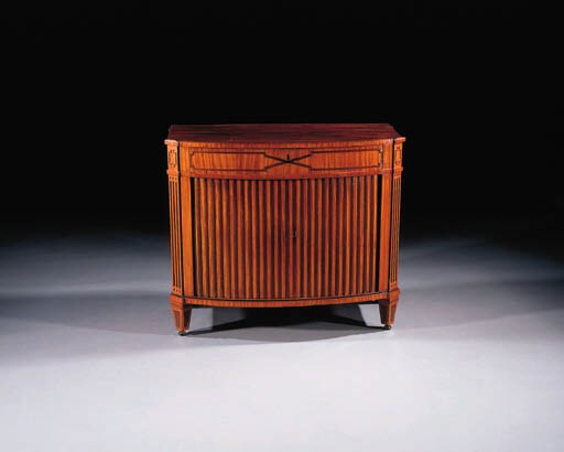 A Dutch satinwood and mahogany low cabinet