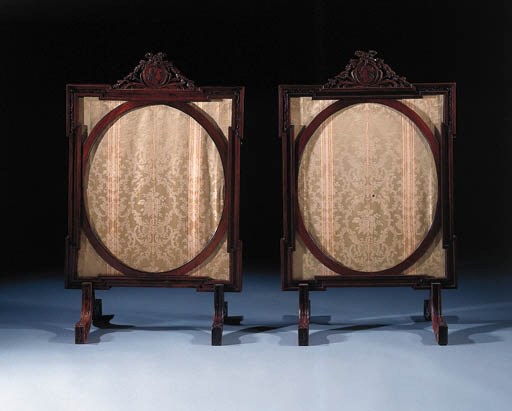 A pair of Dutch mahogany fire-screens