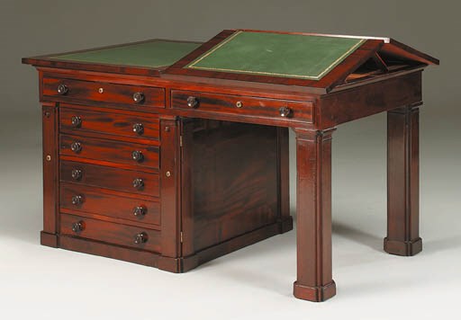 A GEORGE IV MAHOGANY LIBRARY TABLE OR DESK