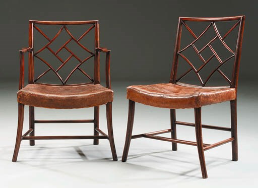 A SET OF EIGHT SCOTTISH MAHOGANY COCKPEN CHAIRS