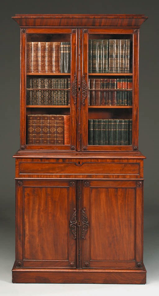 AN IRISH WILLIAM IV MAHOGANY SECRETAIRE-BOOKCASE
