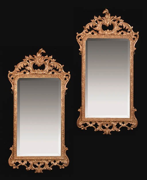 A PAIR OF GILTWOOD MIRRORS