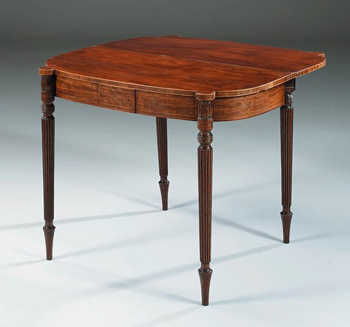 A REGENCY MAHOGANY BOWFRONT TEA-TABLE