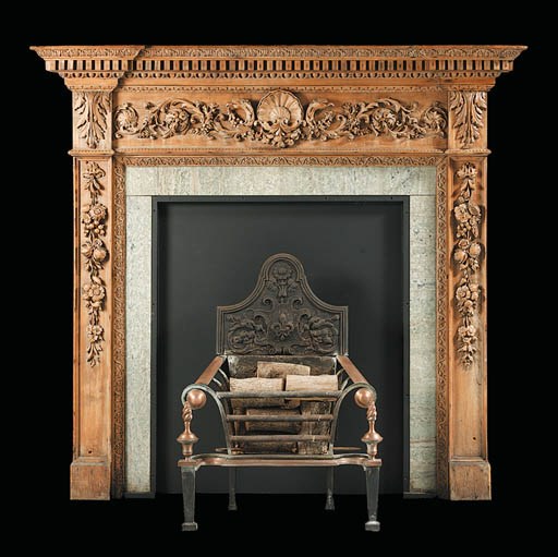 A GEORGE II PINE CHIMNEYPIECE