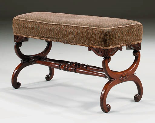 A WILLIAM IV MAHOGANY LONG STOOL
