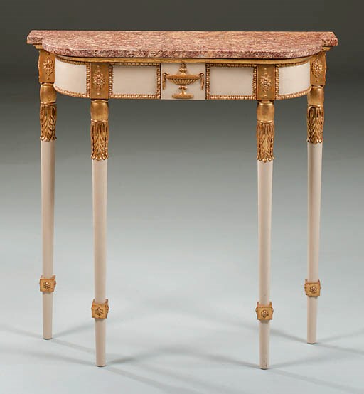 A GEORGE III WHITE-PAINTED AND PARCEL-GILT PIER TABLE