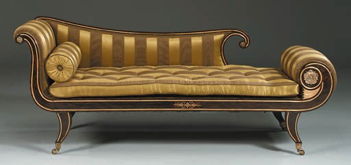 A REGENCY BRASS-MOUNTED, GRAINED AND PARCEL-GILT DAYBED