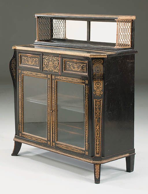 A REGENCY BRASS-MOUNTED EBONISED AND BOULLE MARQUETRY CHIFFONIER