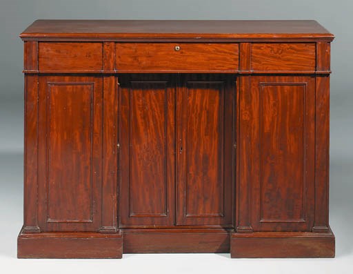 A GEORGE IV MAHOGANY SECRETAIRE SIDE CABINET